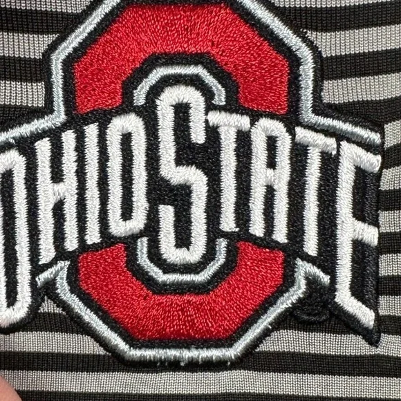 Ohio State Buckeyes Shirt Golf Polo Men 2XL Gray Stripe Rugby Drytec Cutter Buck